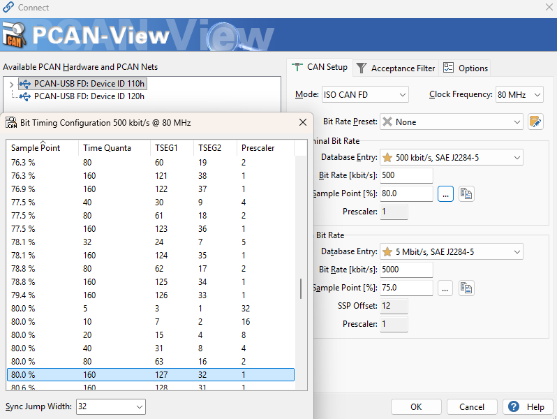 PCAN-View 波特率参考
